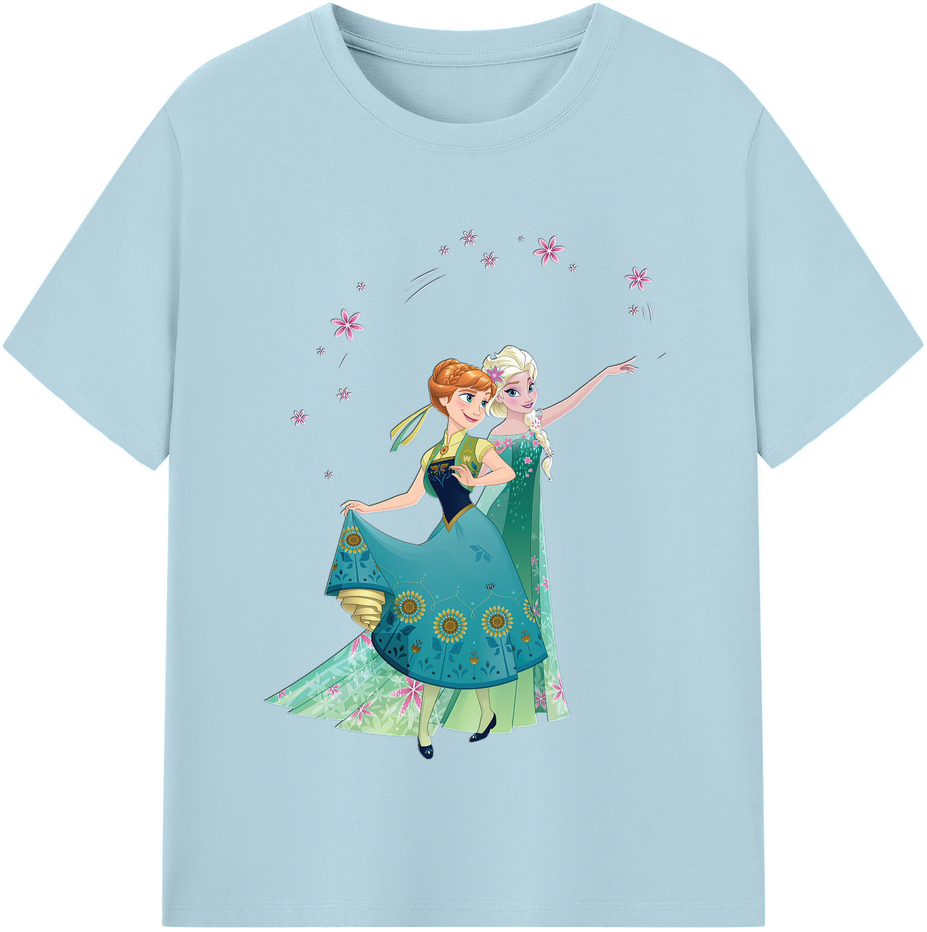 （画像用） アナと雪の女王 アンナ エルサ Frozen Anna Elsa 綿100％半袖Tシャツ（フロントプリント）